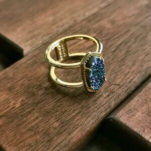 Kendra Scott Elyse Ring Size 7. Gold Multicolor Drusy